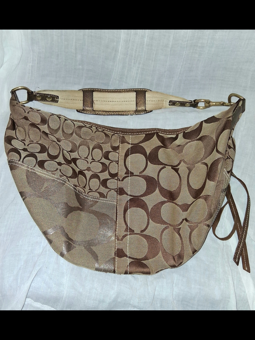 Coach Two-Tone Brown Signature Patchwork Shoulder Bag - Picture 3 of 6